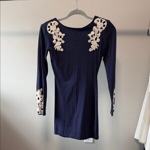 Motel Rocks Navy Mini Dress with White Floral Accents